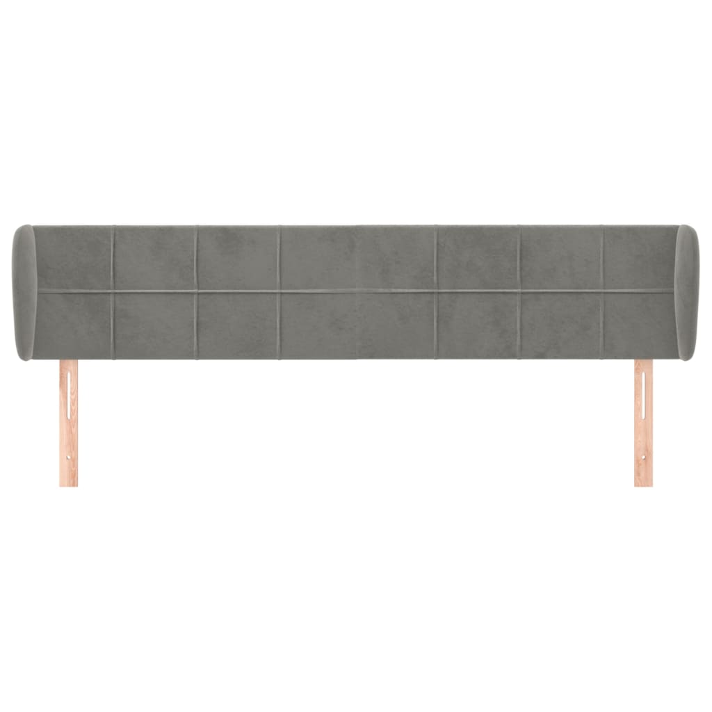 Uzglavlje s ušima svjetlosivo 203x23x78/88 cm baršunasto