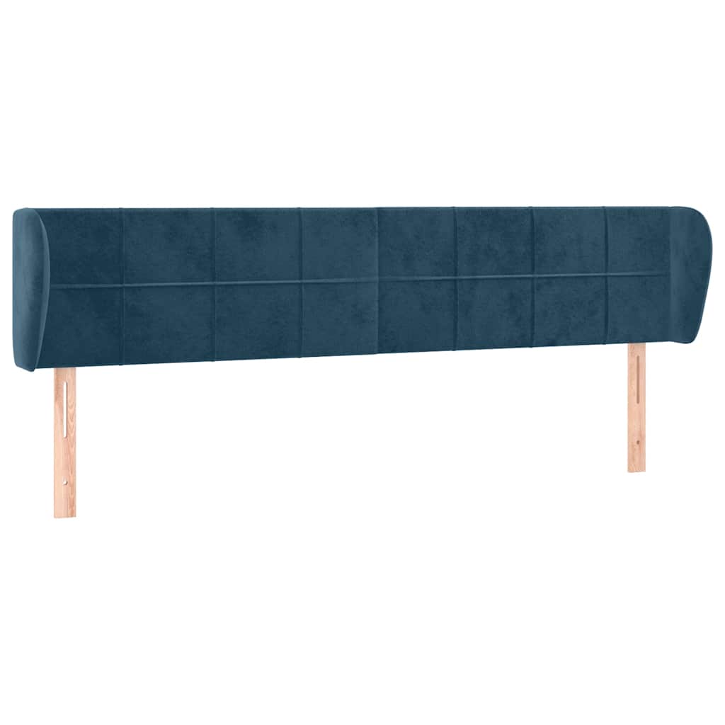 Uzglavlje s ušima tamnoplavo 203x23x78/88 cm baršunasto