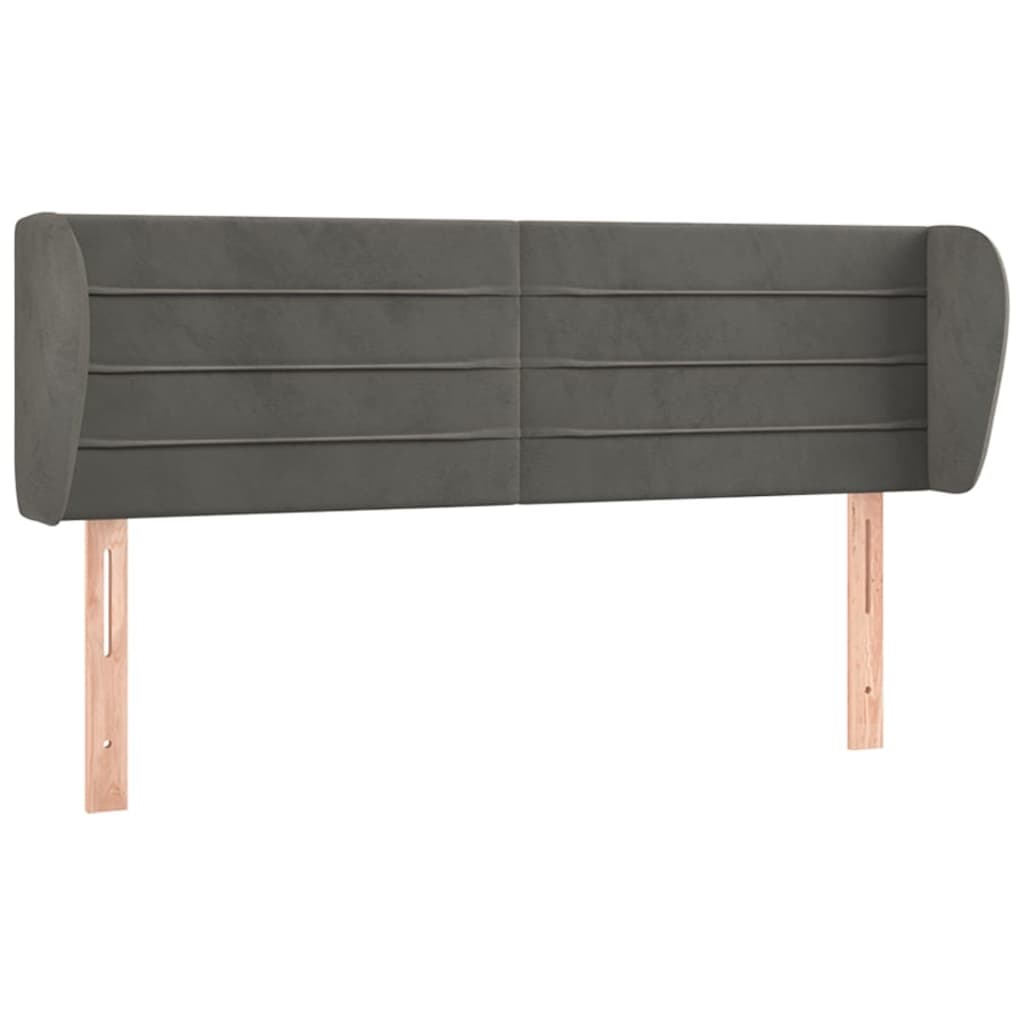 Uzglavlje s ušima tamnosivo 147x23x78/88 cm baršunasto