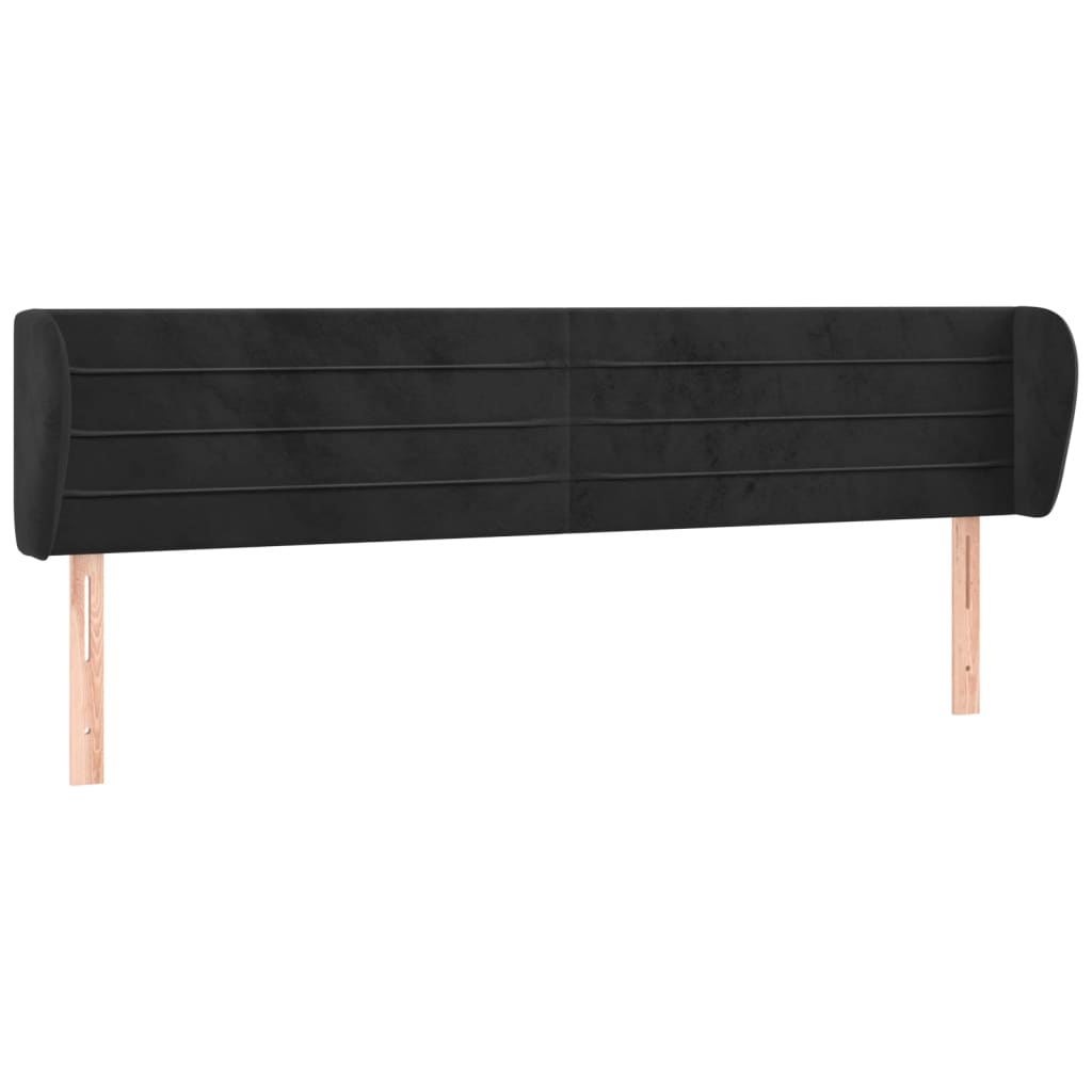Uzglavlje s ušima crno 163x23x78/88 cm baršunasto