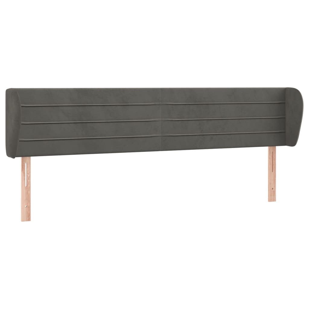 Uzglavlje s ušima tamnosivo 203x23x78/88 cm baršunasto
