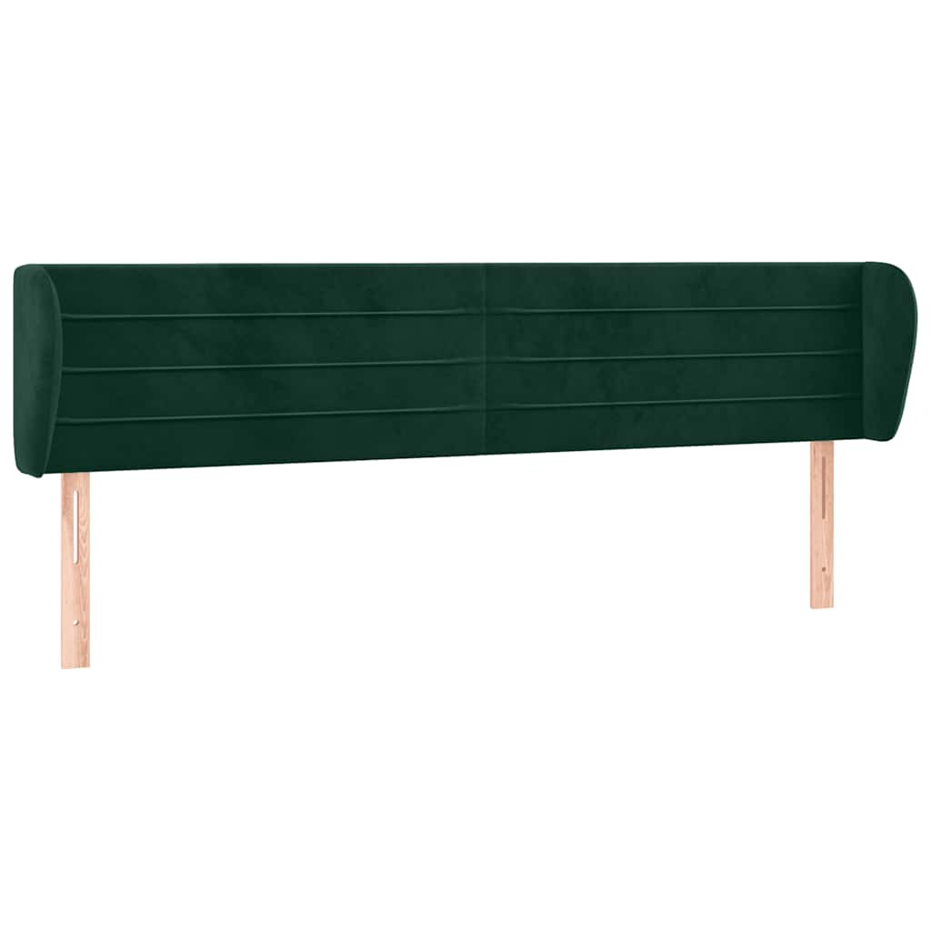 Uzglavlje s ušima tamnozeleno 203x23x78/88 cm baršunasto