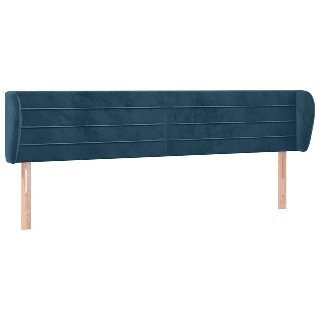 Uzglavlje s ušima tamnoplavo 203x23x78/88 cm baršunasto