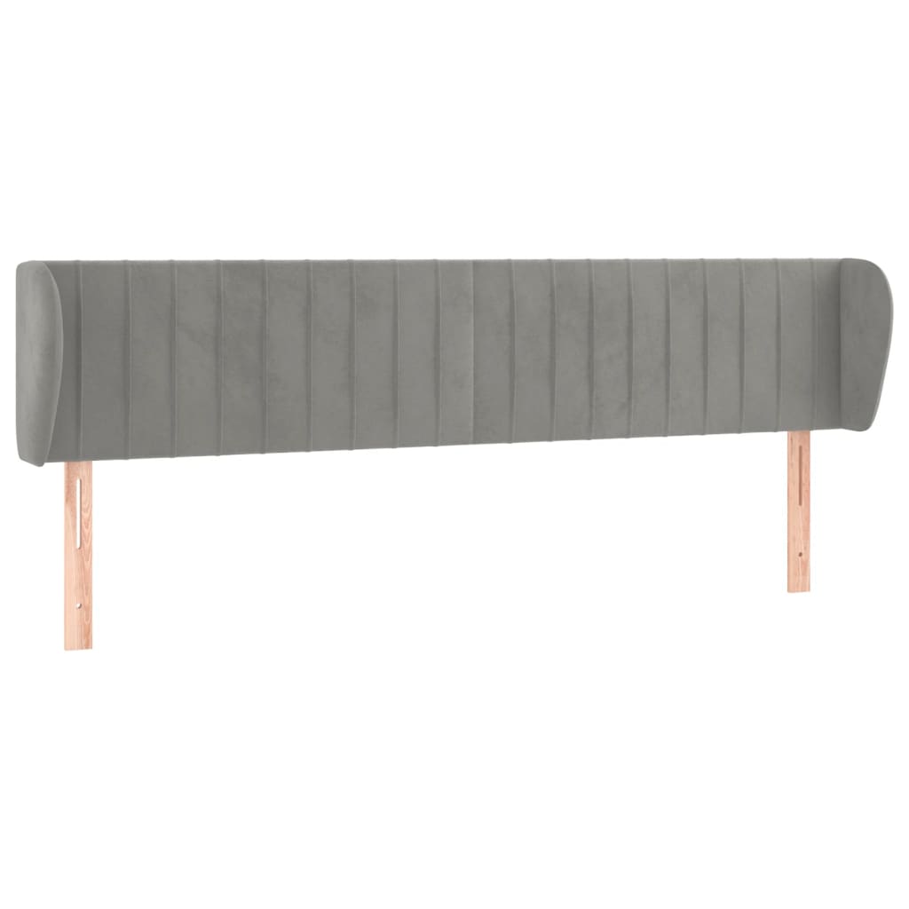 Uzglavlje s ušima svjetlosivo 203x23x78/88 cm baršunasto