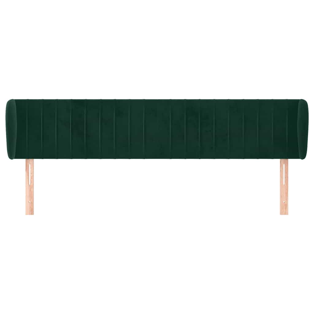 Uzglavlje s ušima tamnozeleno 203x23x78/88 cm baršunasto