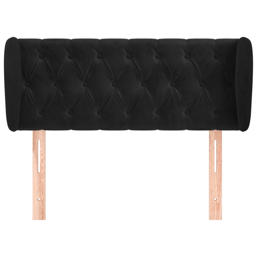 Uzglavlje s ušima crno 93x23x78/88 cm baršunasto