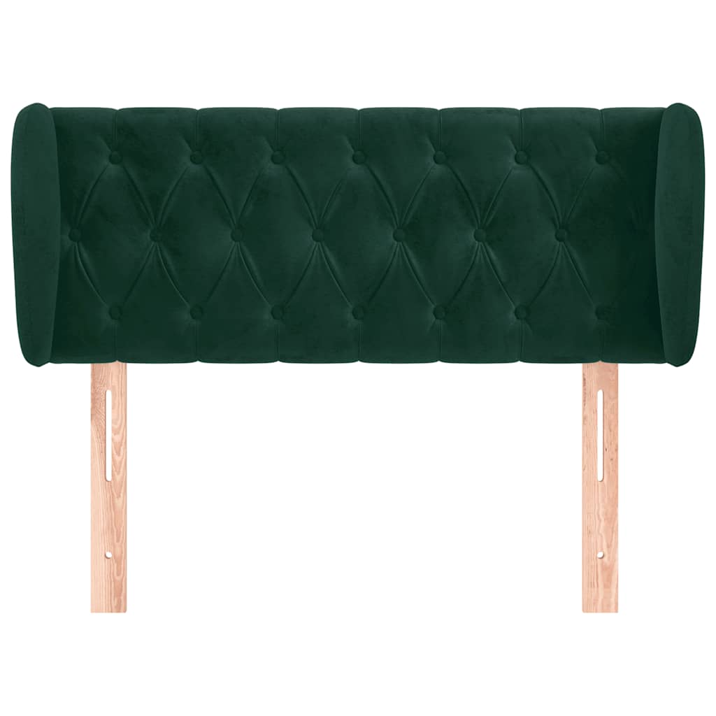 Uzglavlje s ušima tamnozeleno 103x23x78/88 cm baršunasto