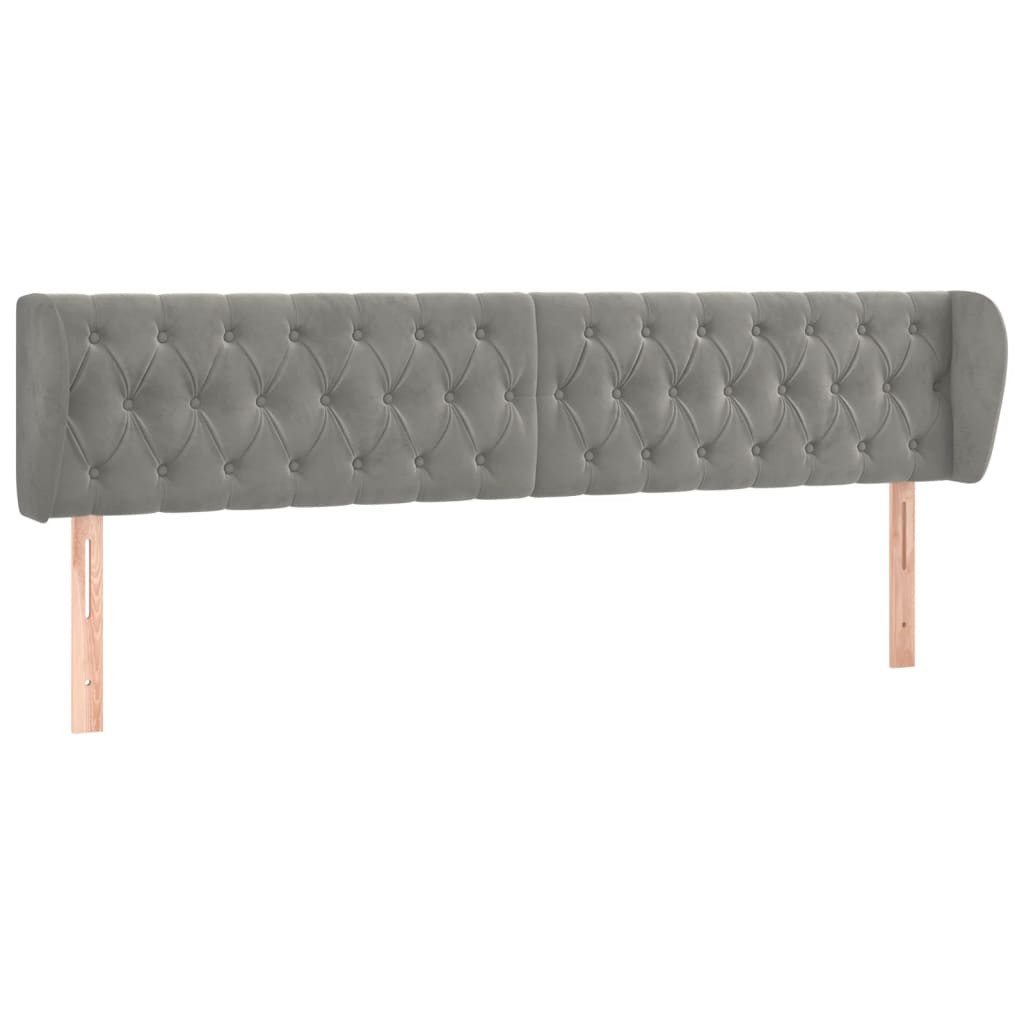 Uzglavlje s ušima svjetlosivo 203x23x78/88 cm baršunasto