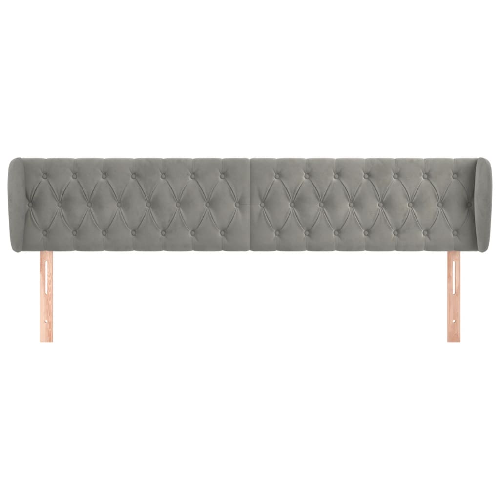 Uzglavlje s ušima svjetlosivo 203x23x78/88 cm baršunasto