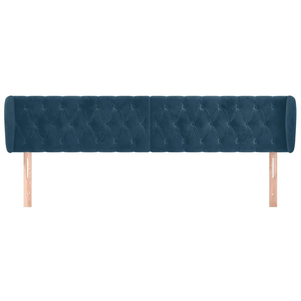 Uzglavlje s ušima tamnoplavo 203x23x78/88 cm baršunasto