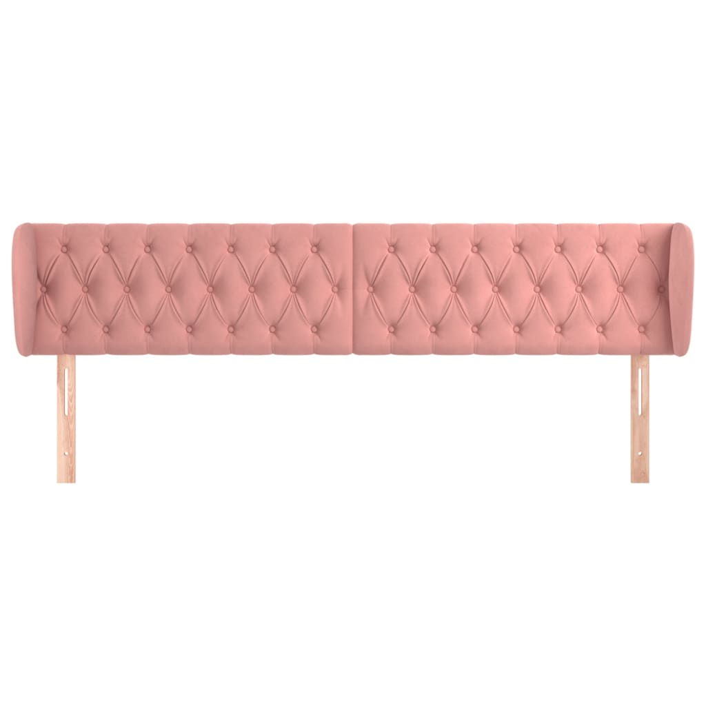Uzglavlje s ušima ružičasto 203x23x78/88 cm baršunasto