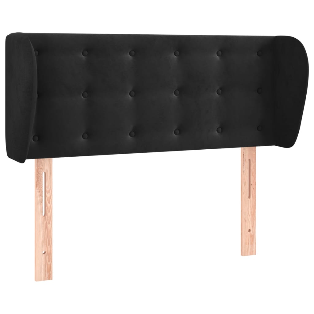 Uzglavlje s ušima crno 83x23x78/88 cm baršunasto