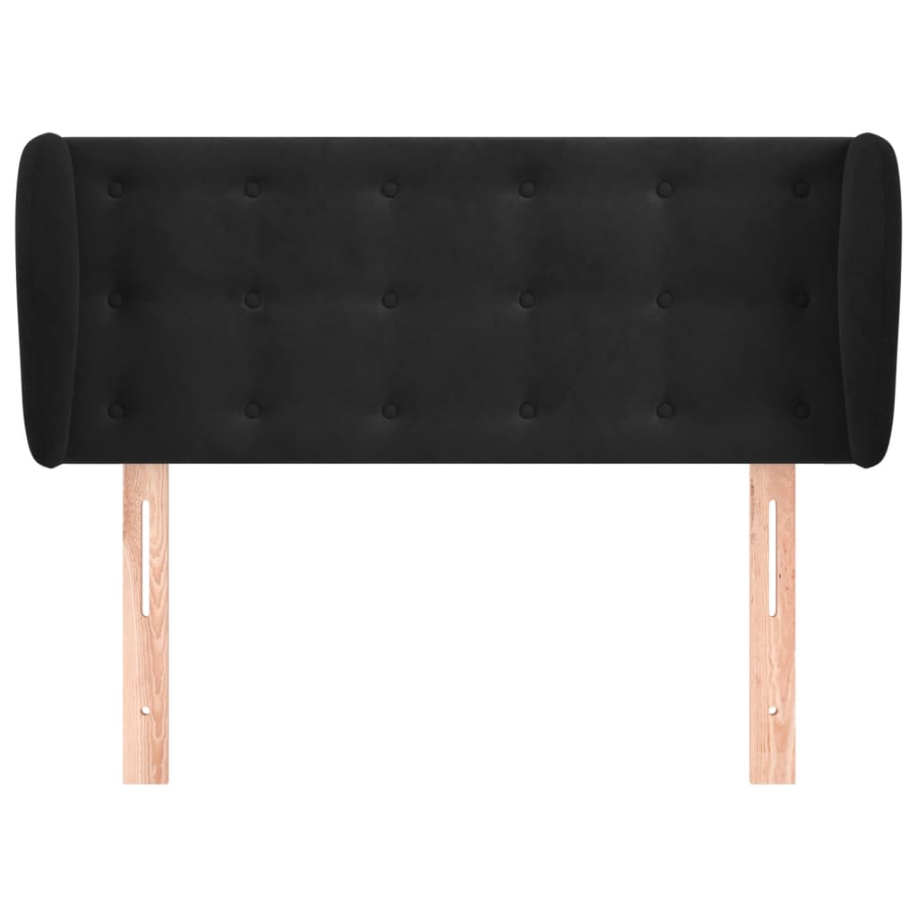 Uzglavlje s ušima crno 83x23x78/88 cm baršunasto
