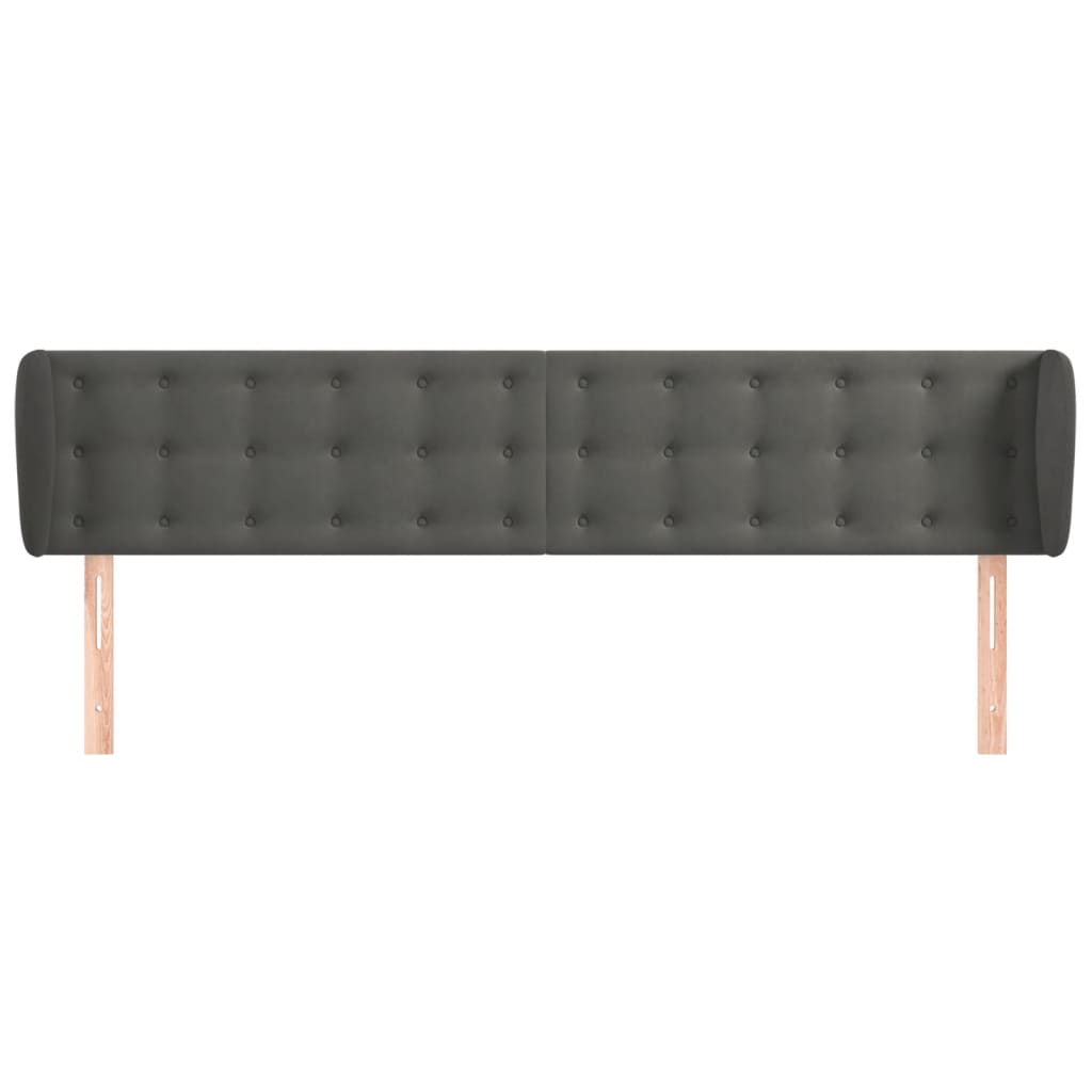 Uzglavlje s ušima tamnosivo 183x23x78/88 cm baršunasto