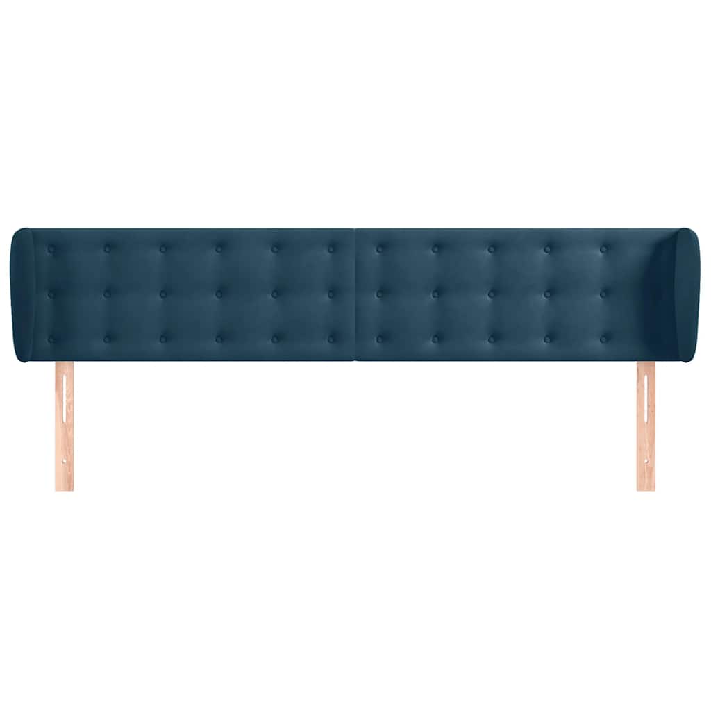 Uzglavlje s ušima tamnoplavo 203x23x78/88 cm baršunasto