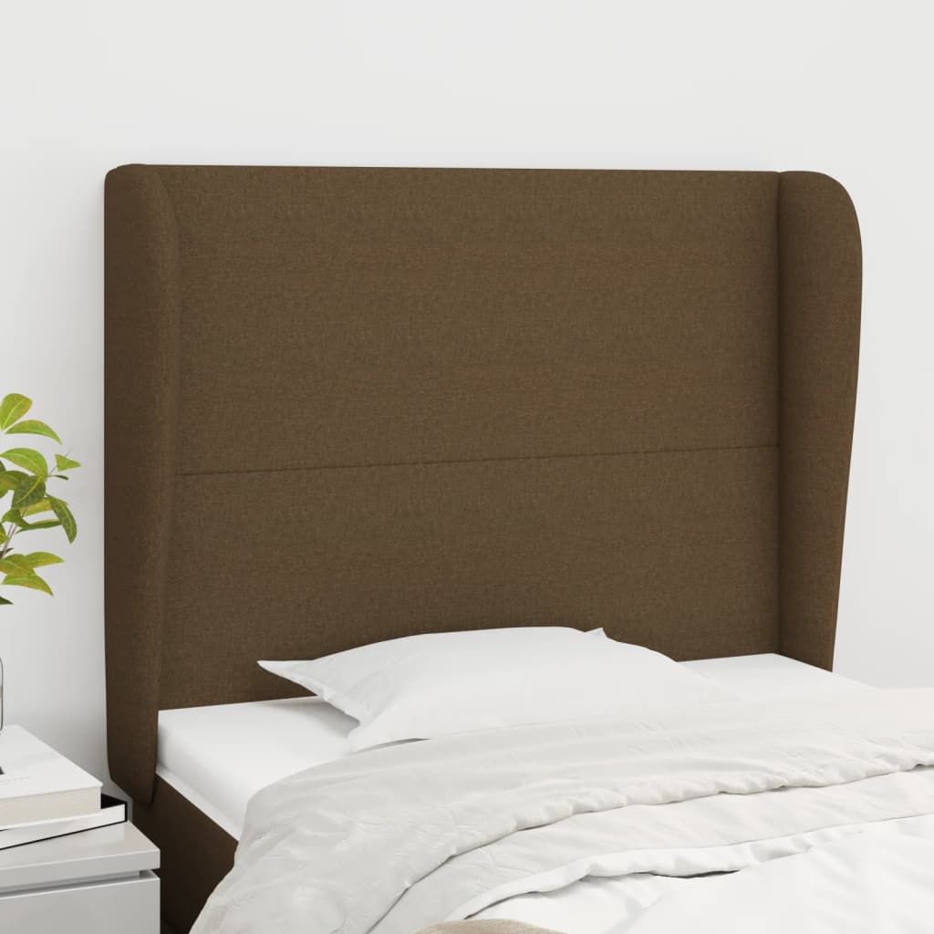 Uzglavlje s ušima tamnosmeđe 83 x 23 x 118/128 cm od tkanine