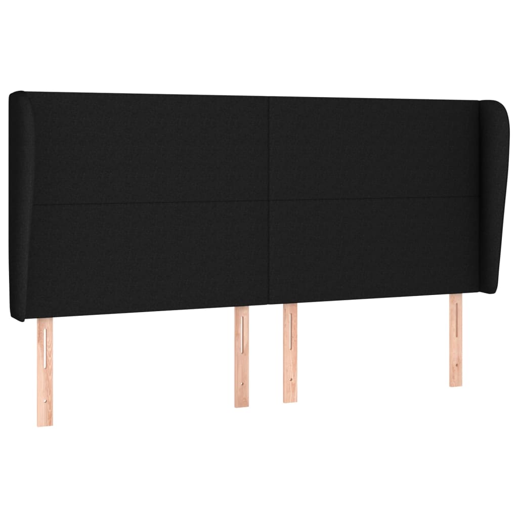 Uzglavlje s ušima crno 163x23x118/128 cm od tkanine