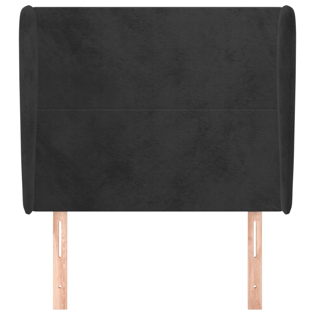 Uzglavlje s ušima crno 83 x 23 x 118/128 cm baršunasto