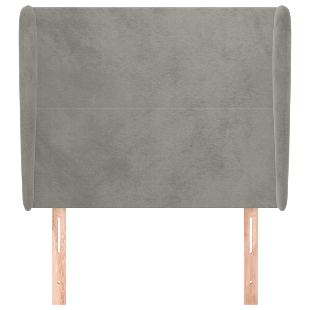 Uzglavlje s ušima svjetlosivo 93x23x118/128 cm baršunasto