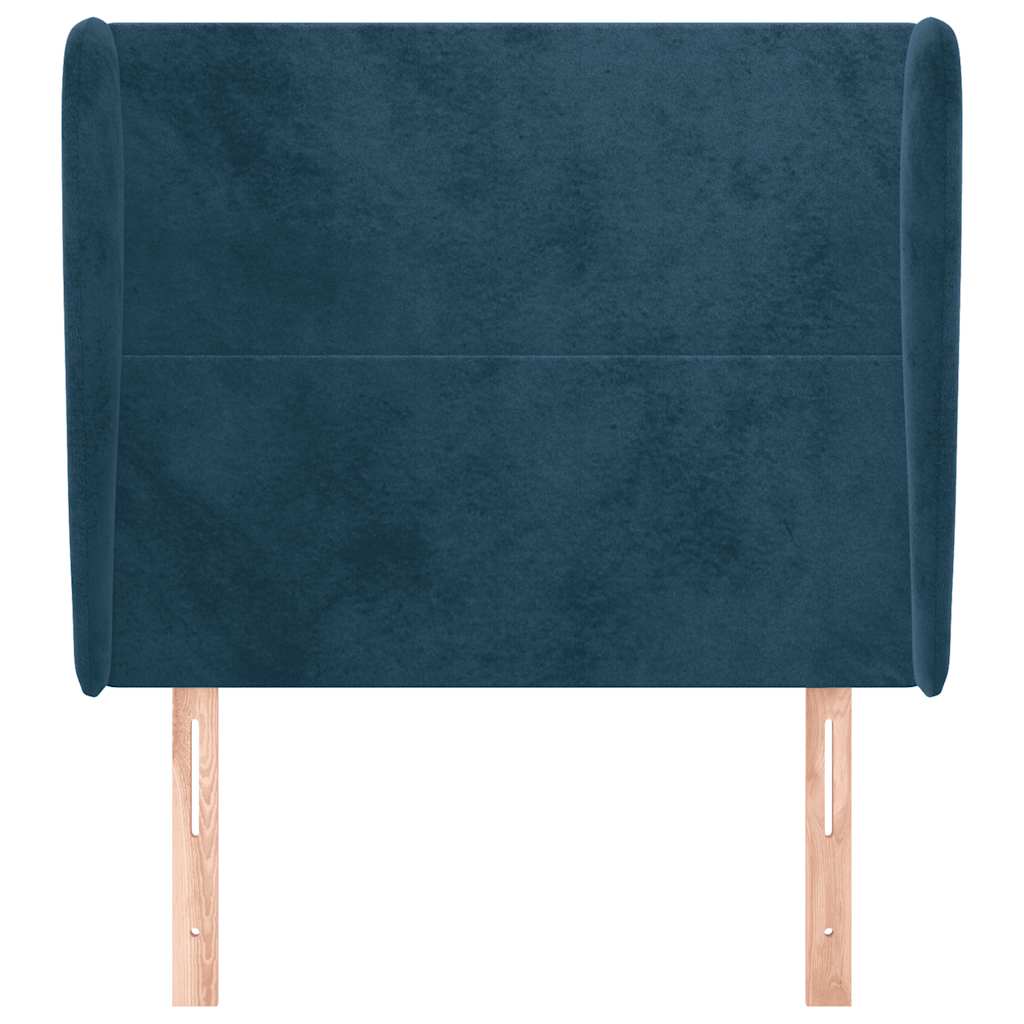 Uzglavlje s ušima tamnoplavo 93x23x118/128 cm baršunasto