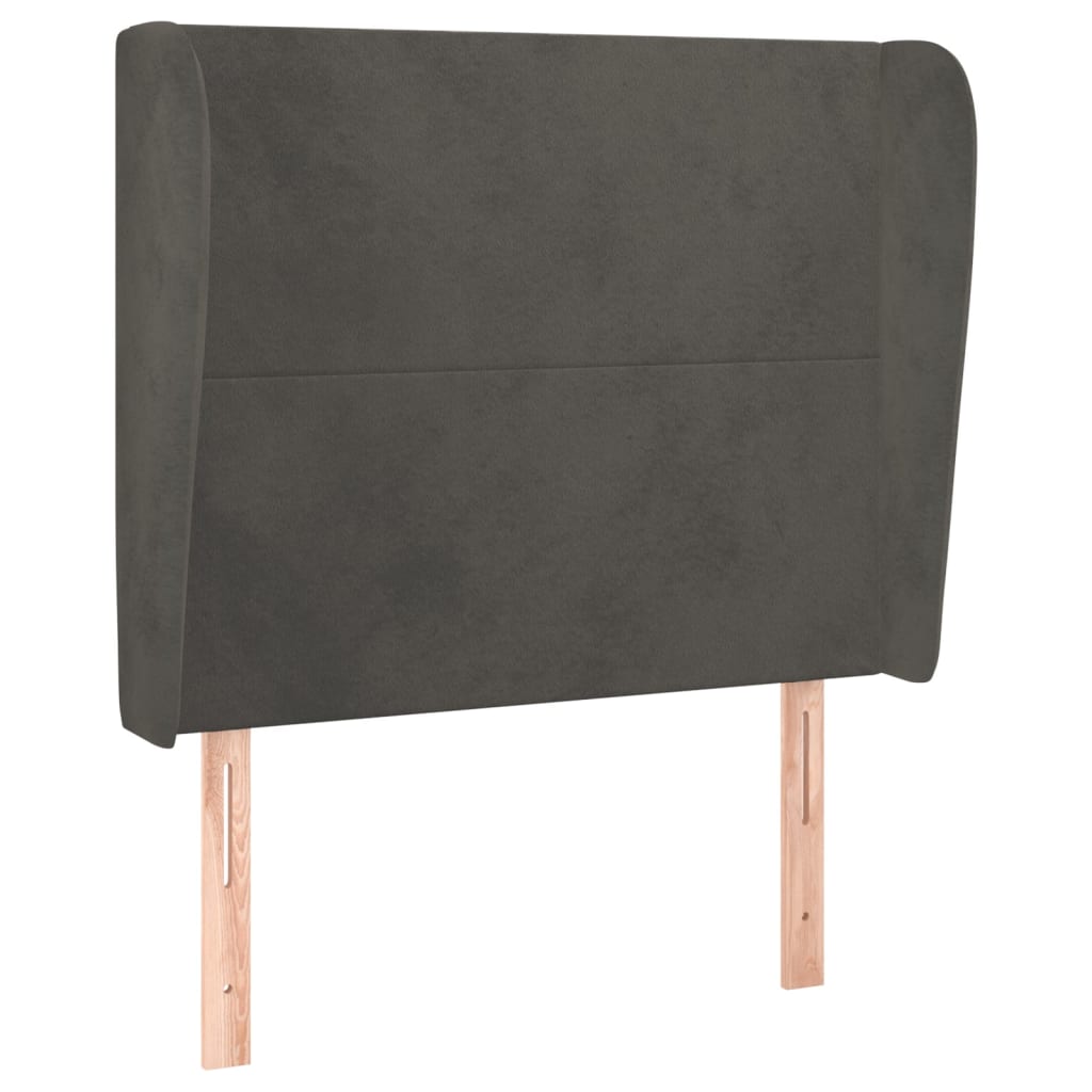 Uzglavlje s ušima tamnosivo 103x23x118/128 cm baršunasto