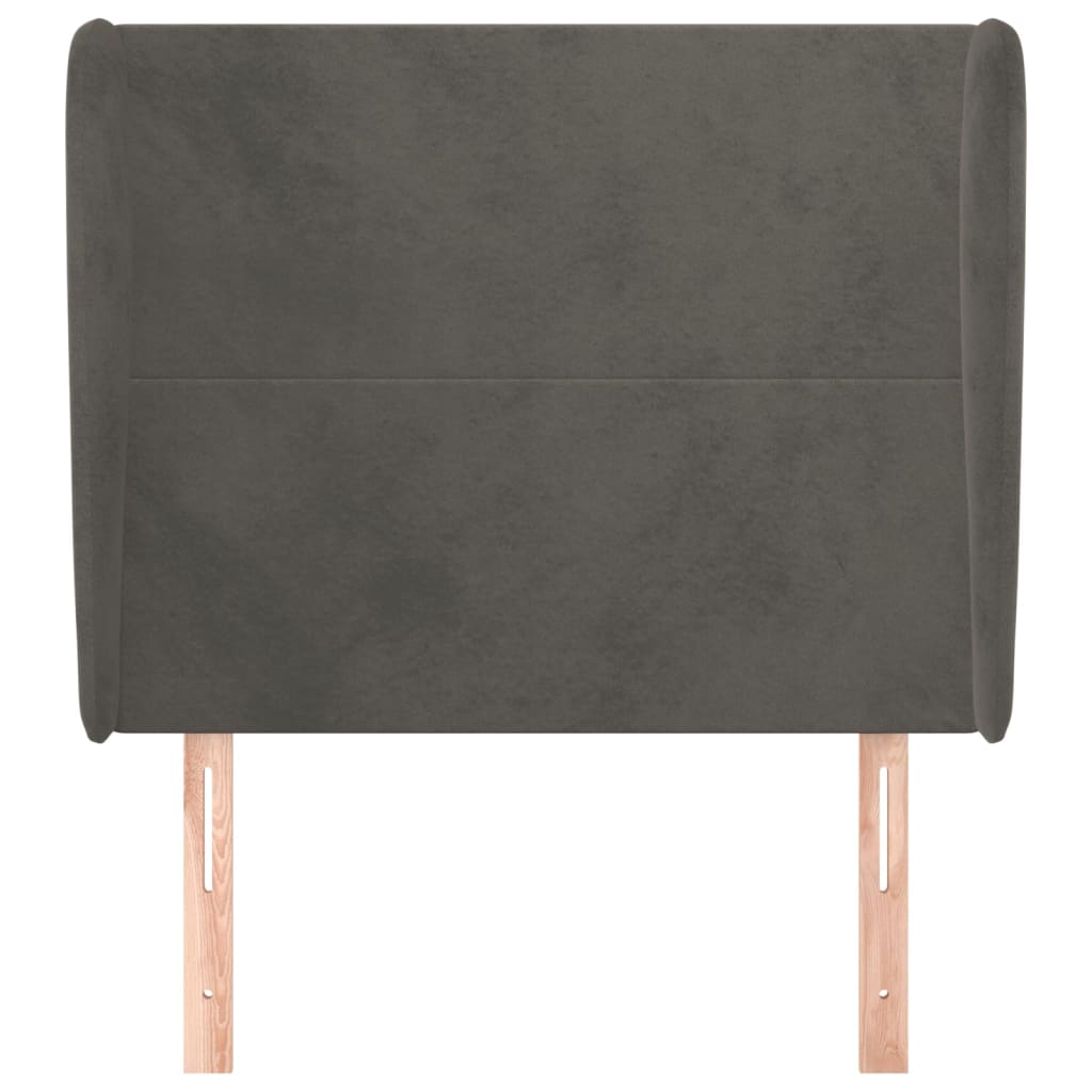 Uzglavlje s ušima tamnosivo 103x23x118/128 cm baršunasto