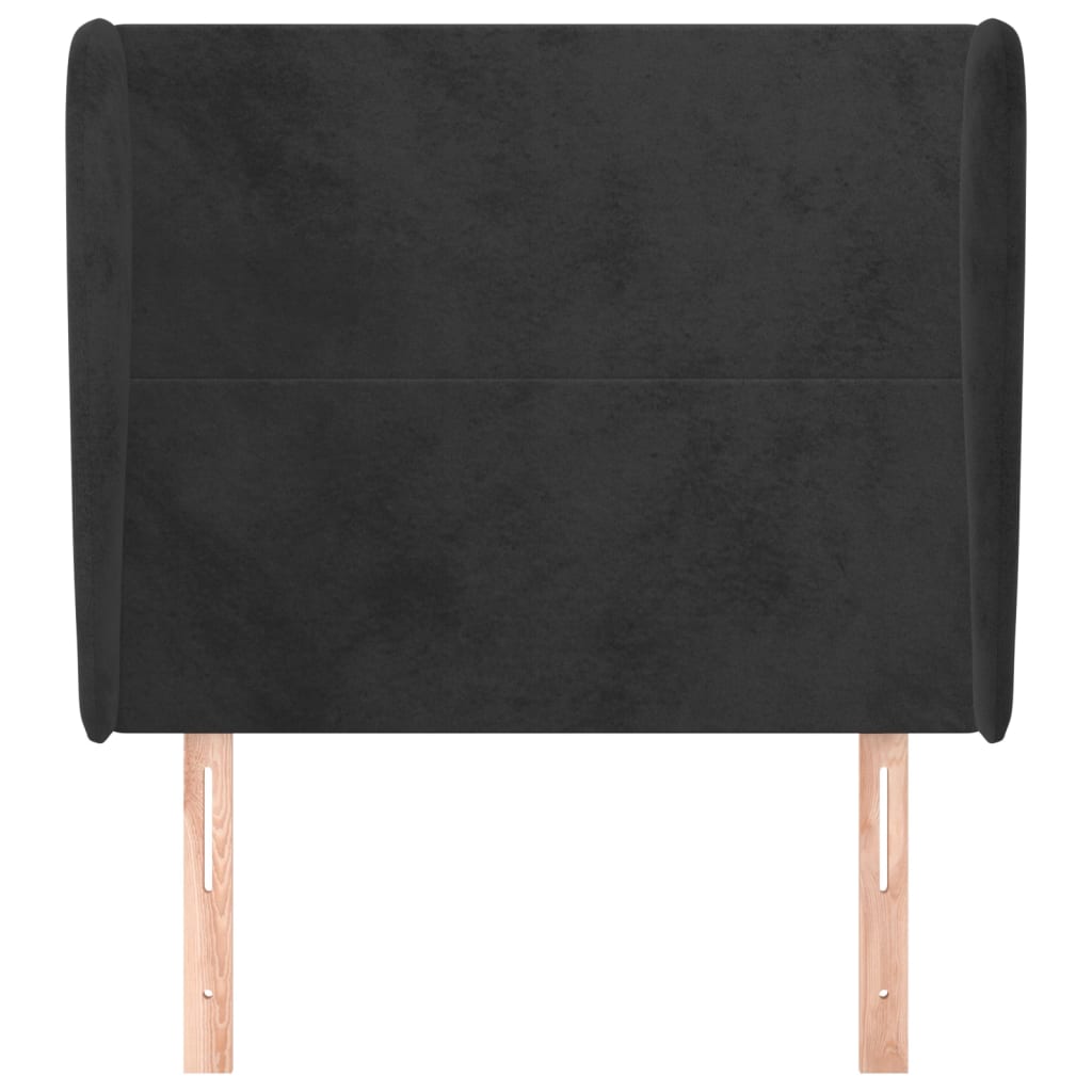 Uzglavlje s ušima crno 103x23x118/128 cm baršunasto