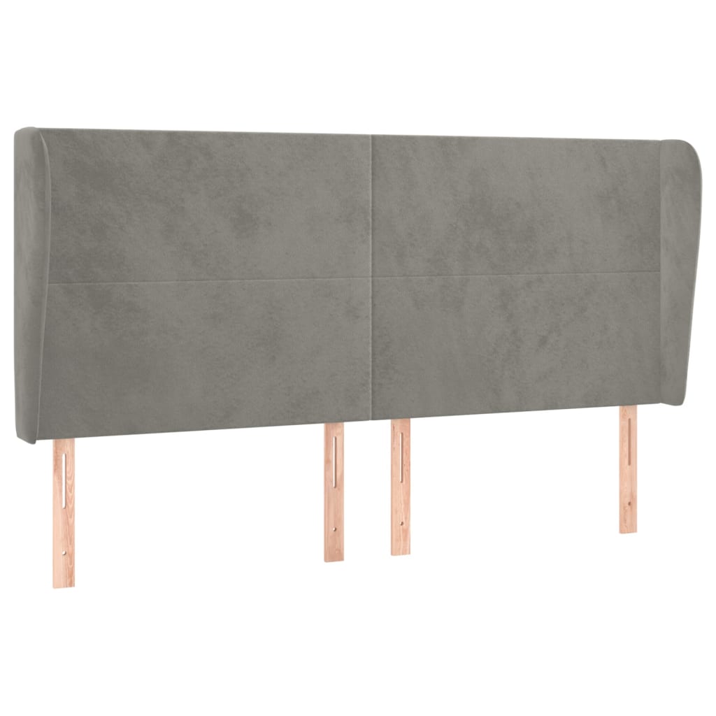 Uzglavlje s ušima svjetlosivo 183x23x118/128 cm baršunasto
