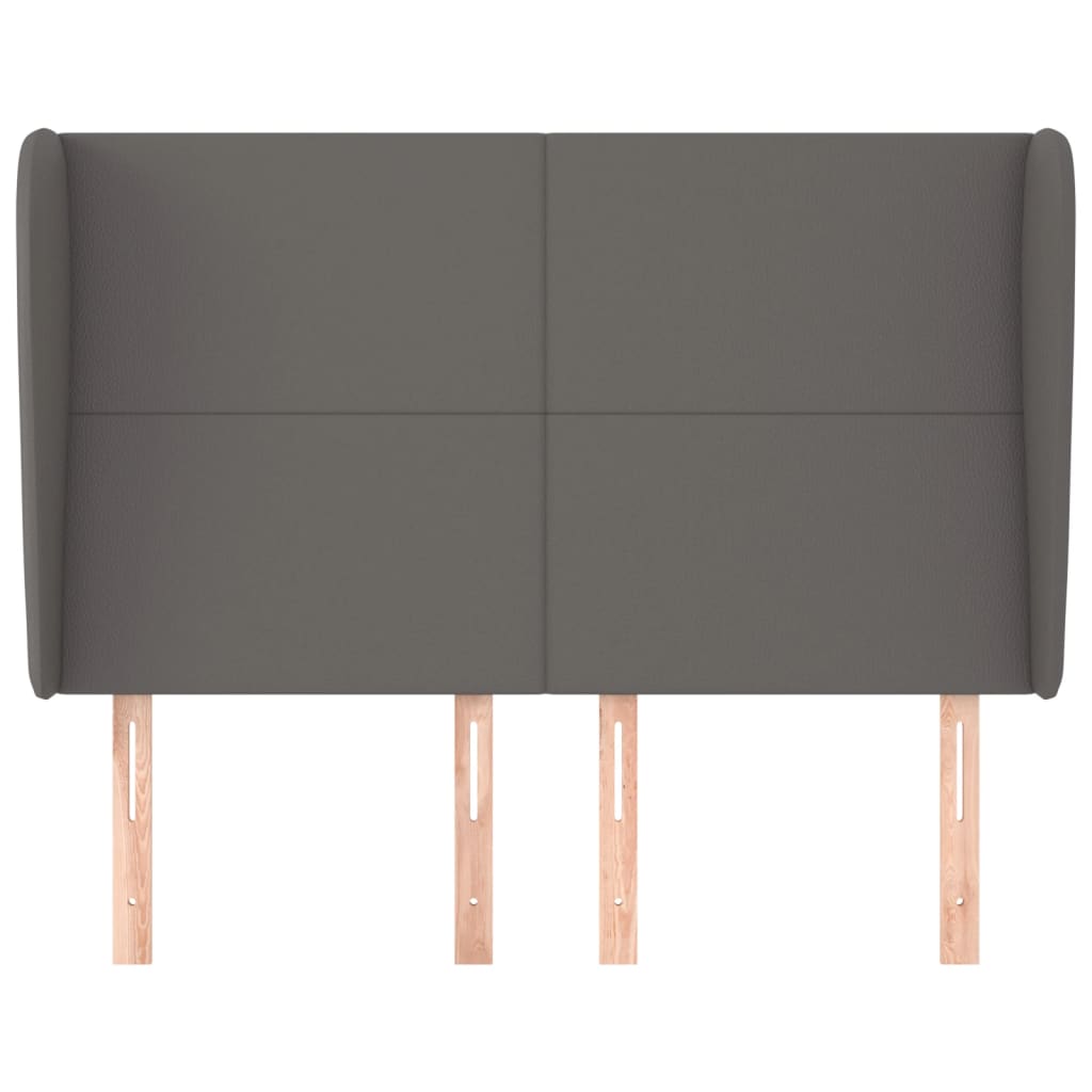 Uzglavlje s ušima sivo 147x23x118/128 cm od umjetne kože
