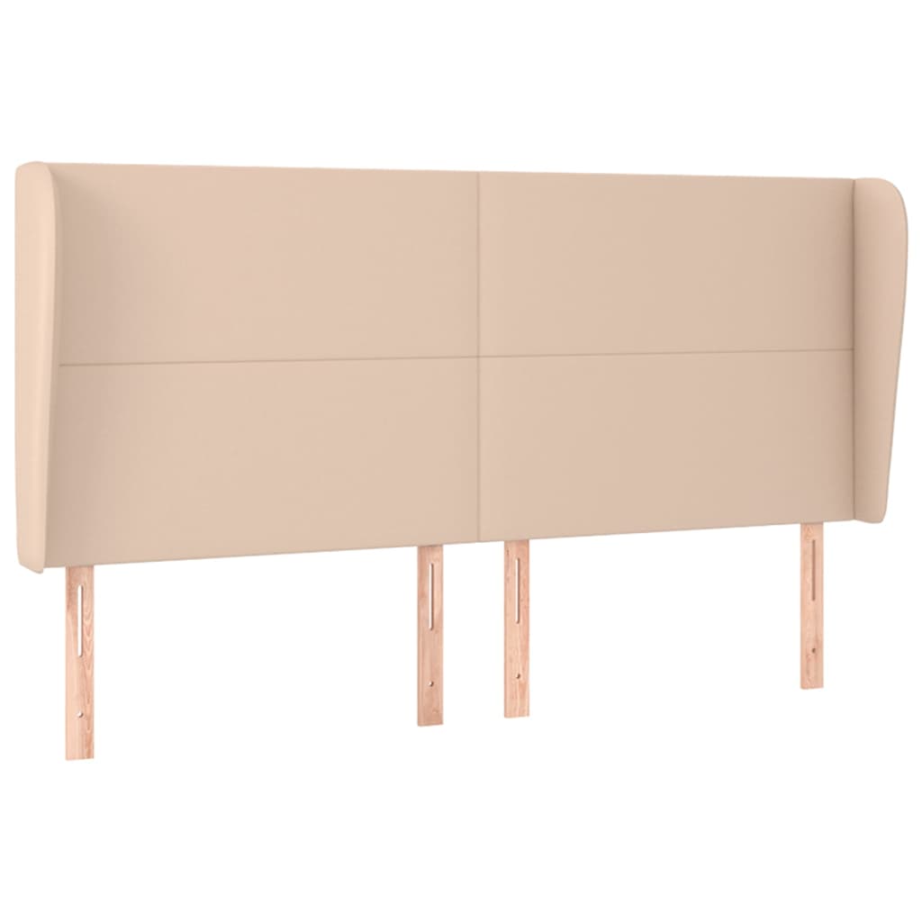 Uzglavlje s ušima boja cappuccina 183x23x118/128cm umjetna koža