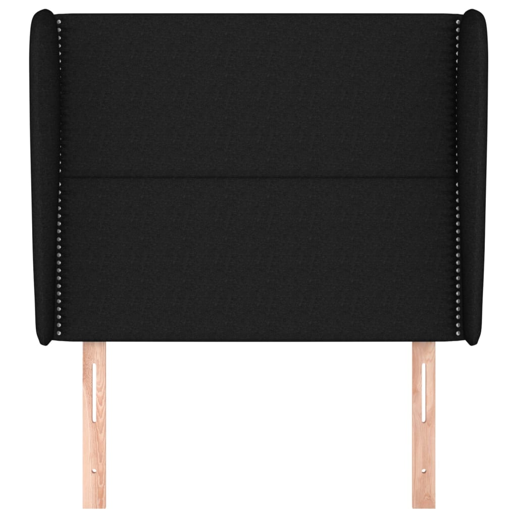 Uzglavlje s ušima crno 93x23x118/128 cm od tkanine