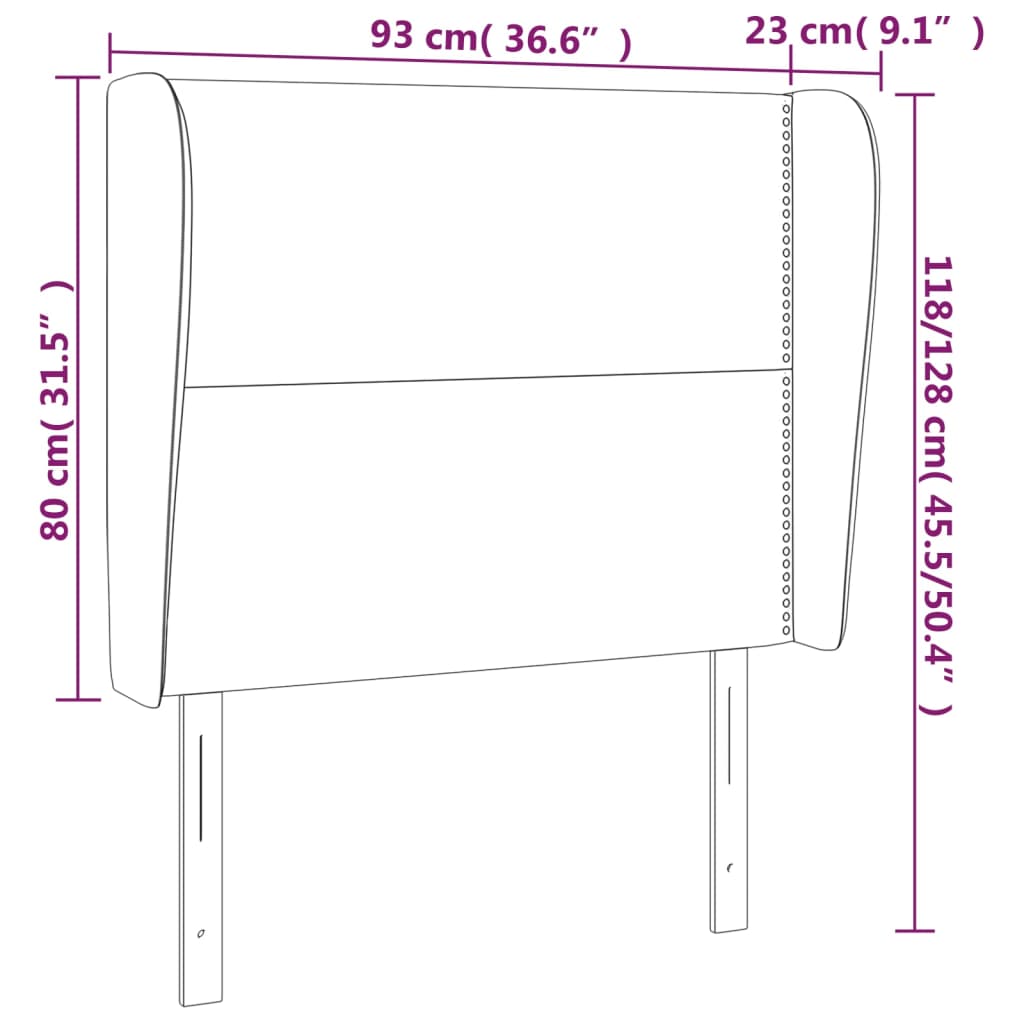 Uzglavlje s ušima krem 93x23x118/128 cm od tkanine
