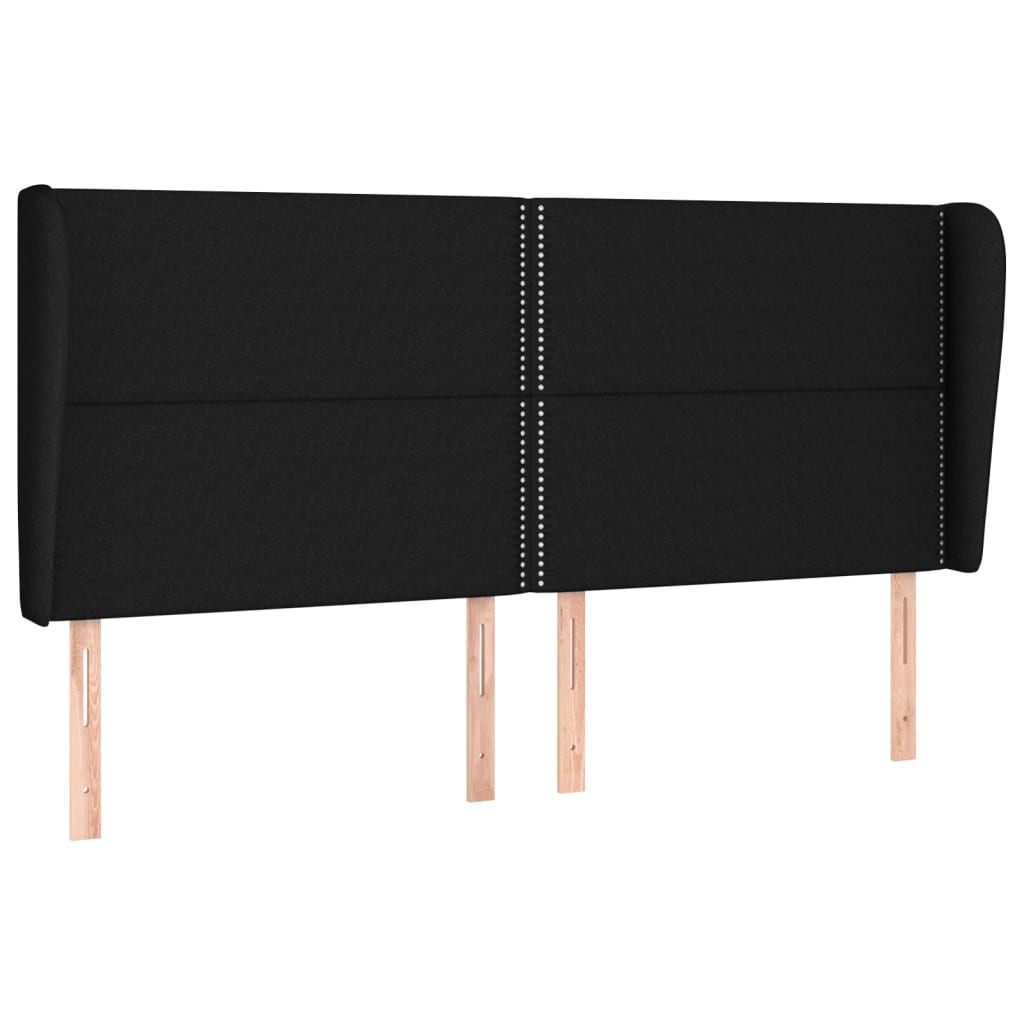 Uzglavlje s ušima crno 163x23x118/128 cm od tkanine