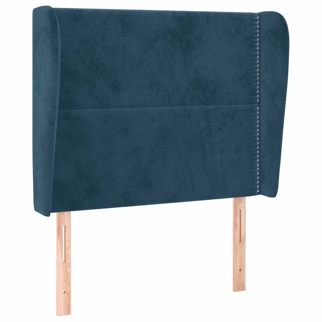 Uzglavlje s ušima tamnoplavo 83 x 23 x 118/128 cm baršunasto