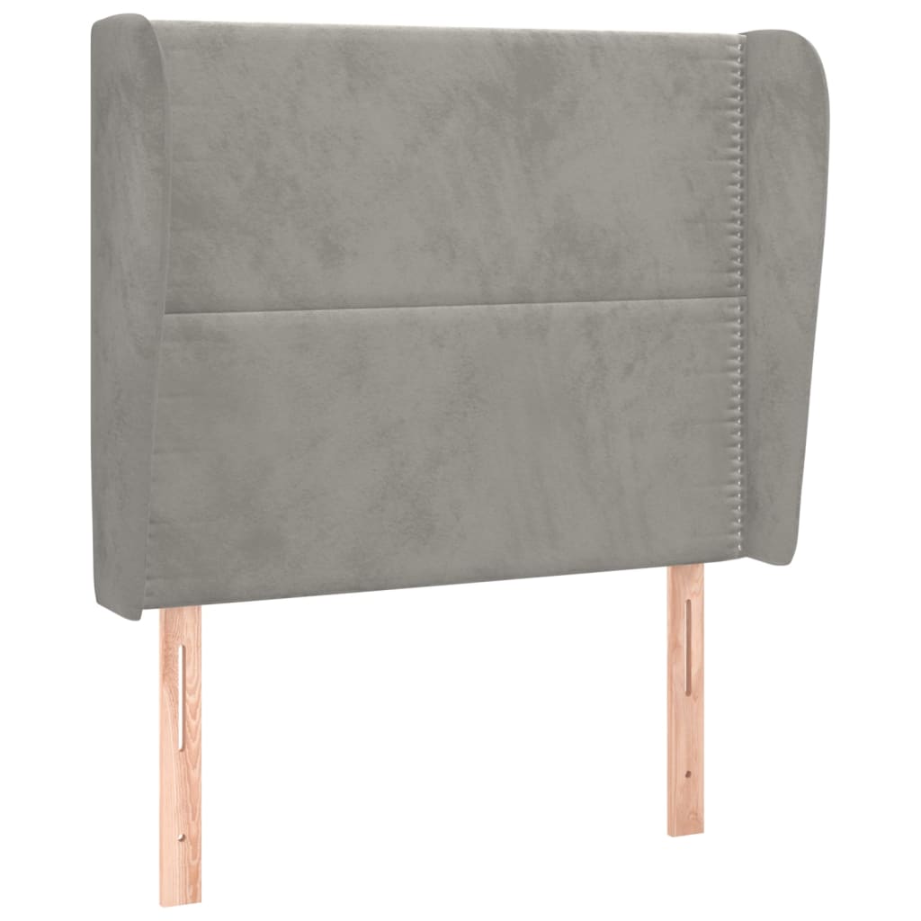 Uzglavlje s ušima svjetlosivo 103x23x118/128 cm baršunasto