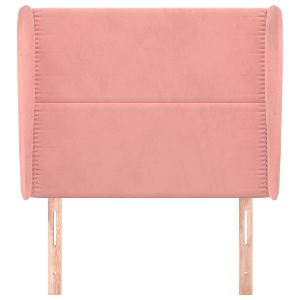 Uzglavlje s ušima ružičasto 103x23x118/128 cm baršunasto