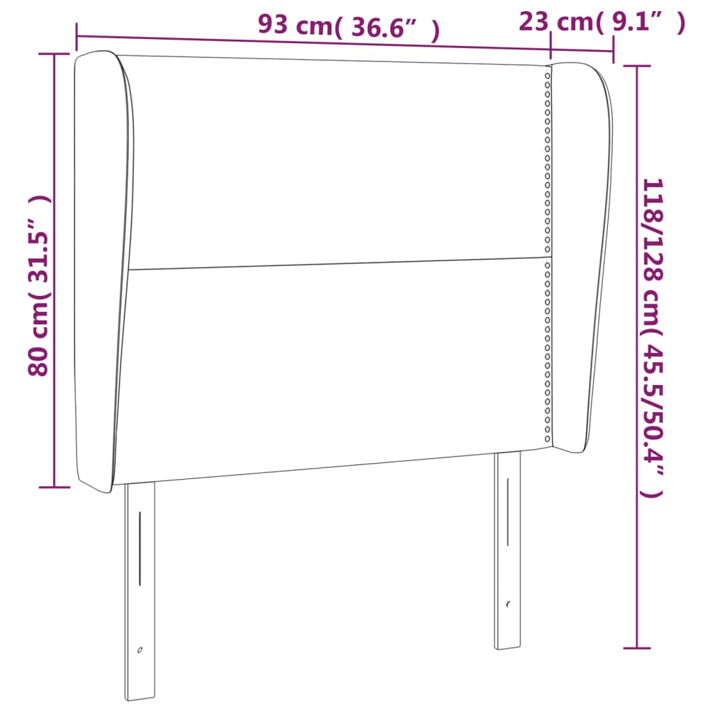 Uzglavlje s ušima crno 93x23x118/128 cm od umjetne kože