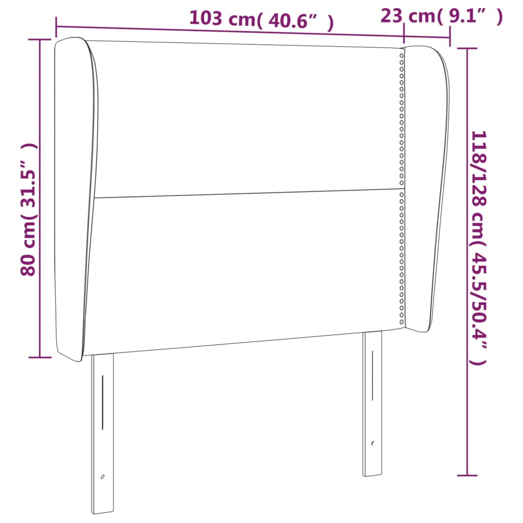 Uzglavlje s ušima bijelo 103x23x118/128 cm od umjetne kože