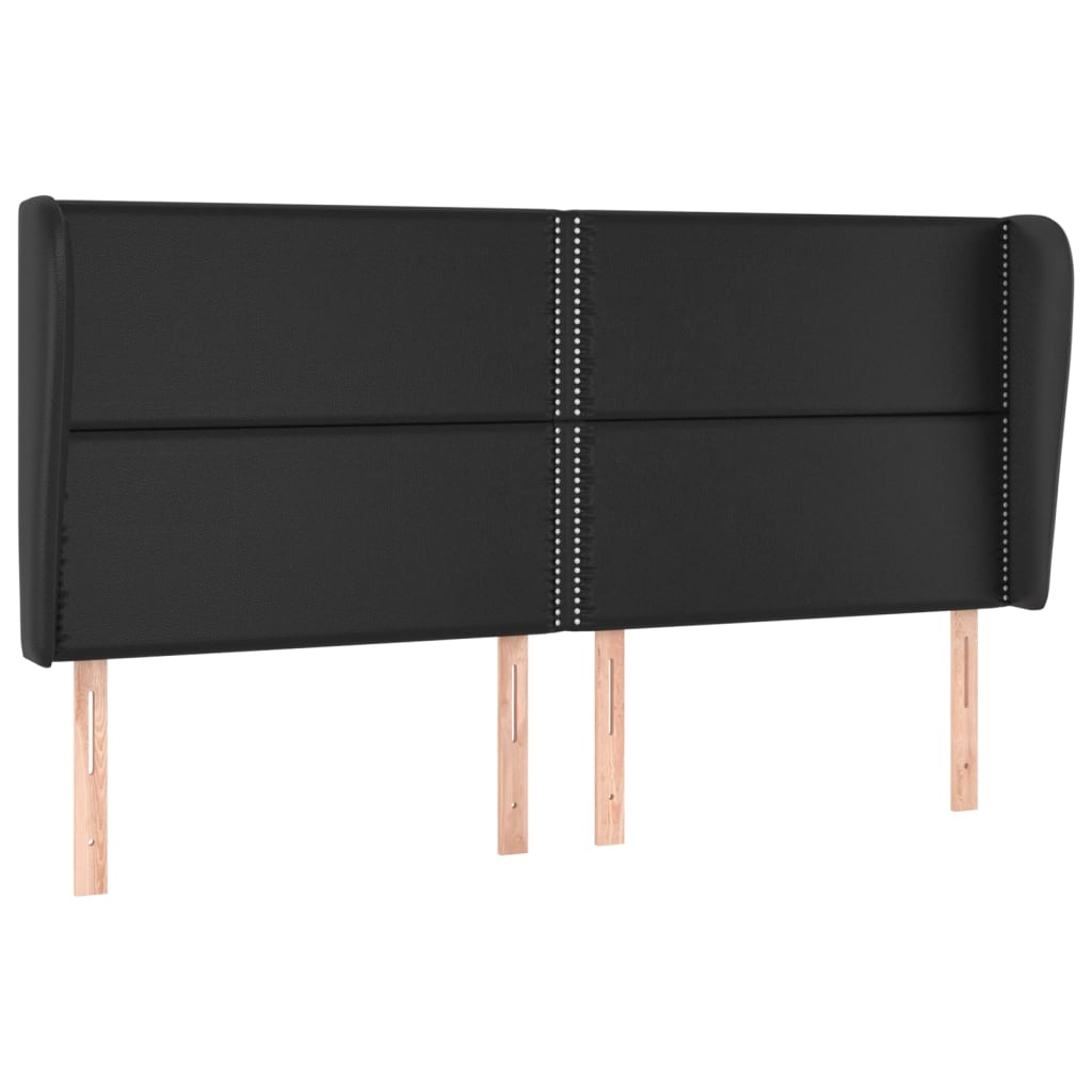 Uzglavlje s ušima crno 203x23x118/128 cm od umjetne kože