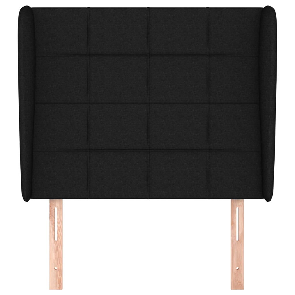 Uzglavlje s ušima crno 83 x 23 x 118/128 cm od tkanine