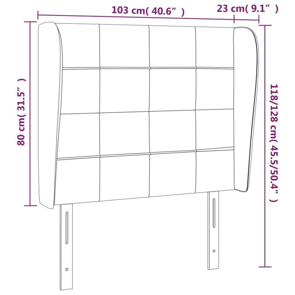 Uzglavlje s ušima krem 103x23x118/128 cm od tkanine