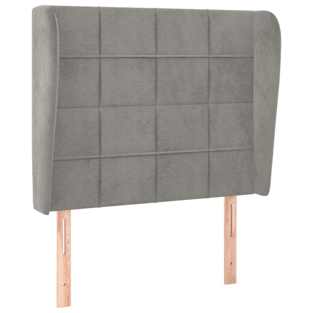 Uzglavlje s ušima svjetlosivo 83 x 23 x 118/128 cm baršunasto