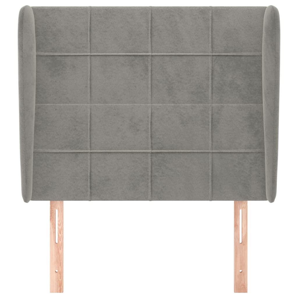 Uzglavlje s ušima svjetlosivo 83 x 23 x 118/128 cm baršunasto