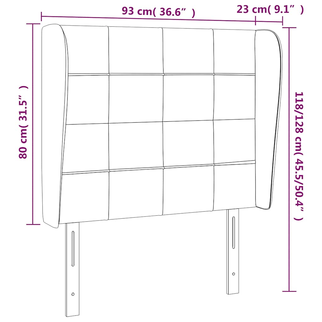 Uzglavlje s ušima tamnoplavo 93x23x118/128 cm baršunasto