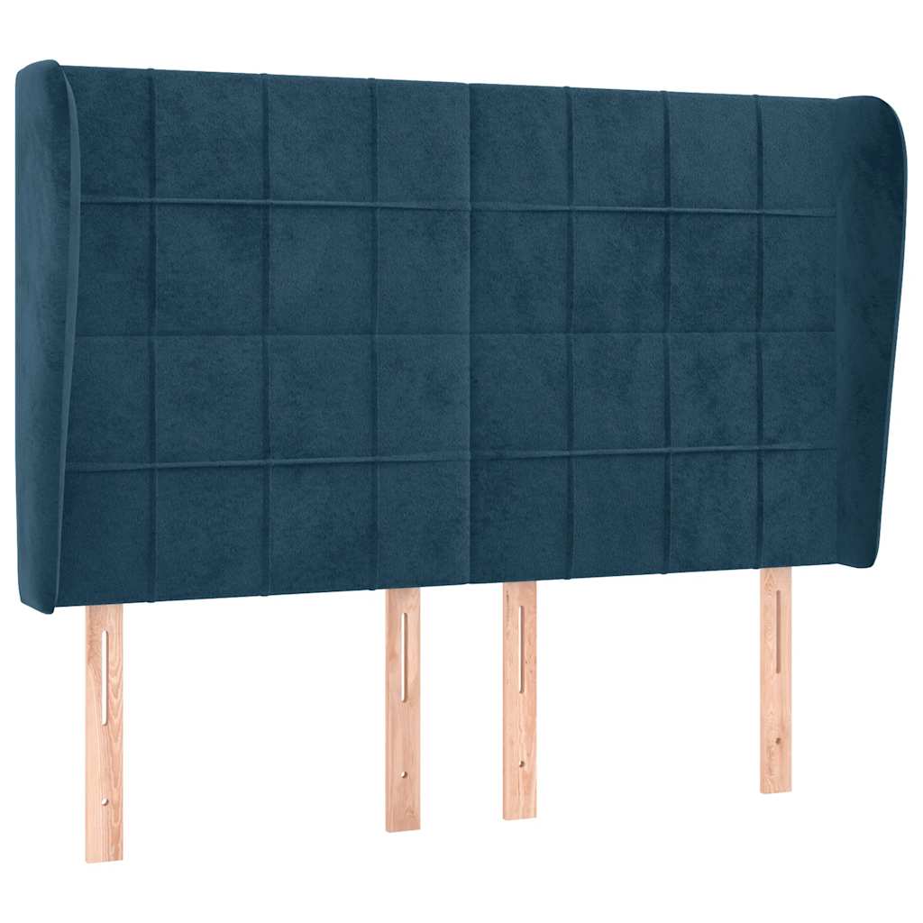 Uzglavlje s ušima tamnoplavo 147x23x118/128 cm baršunasto