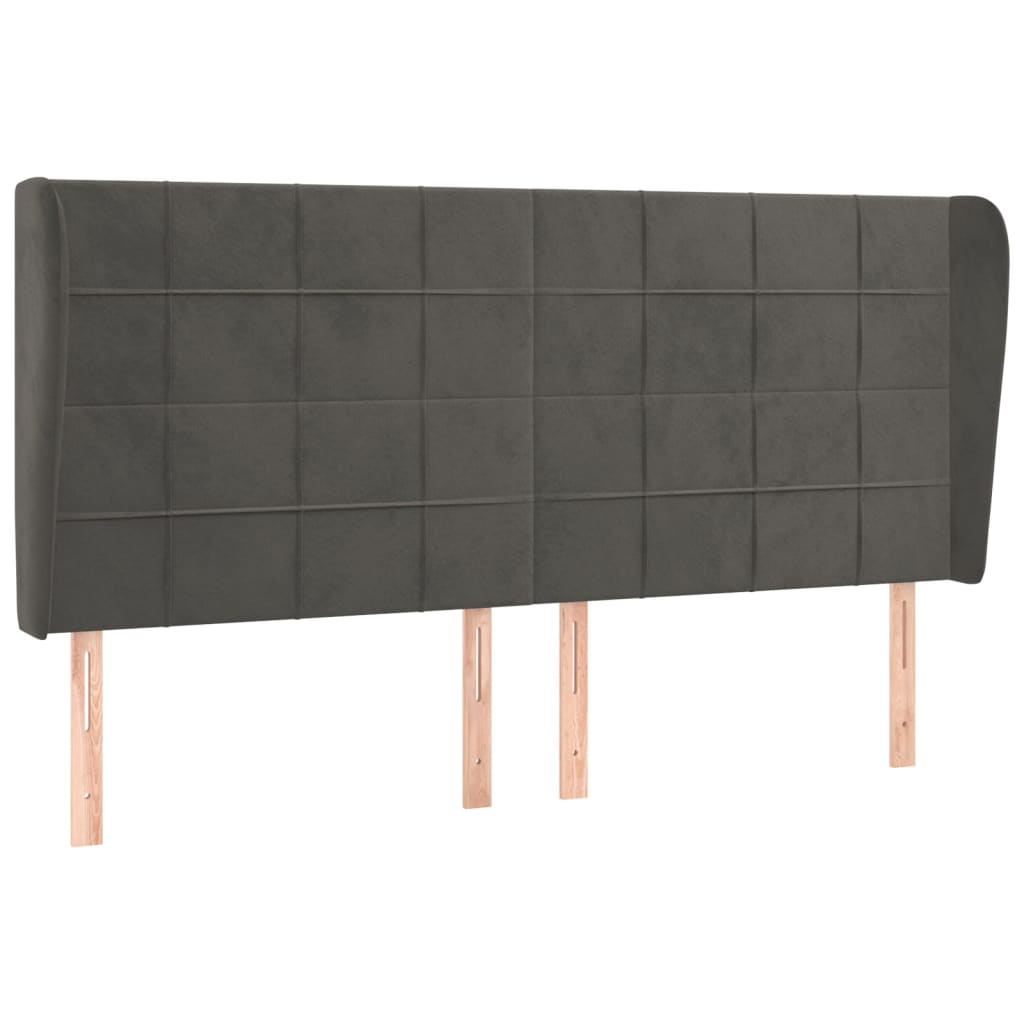 Uzglavlje s ušima crno 163x23x118/128 cm baršunasto