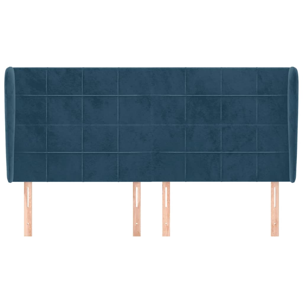 Uzglavlje s ušima tamnoplavo 183x23x118/128 cm baršunasto