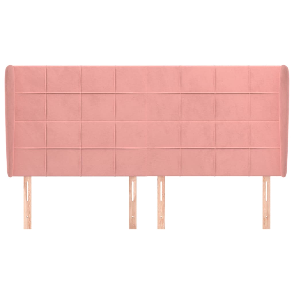 Uzglavlje s ušima ružičasto 203x23x118/128 cm baršunasto