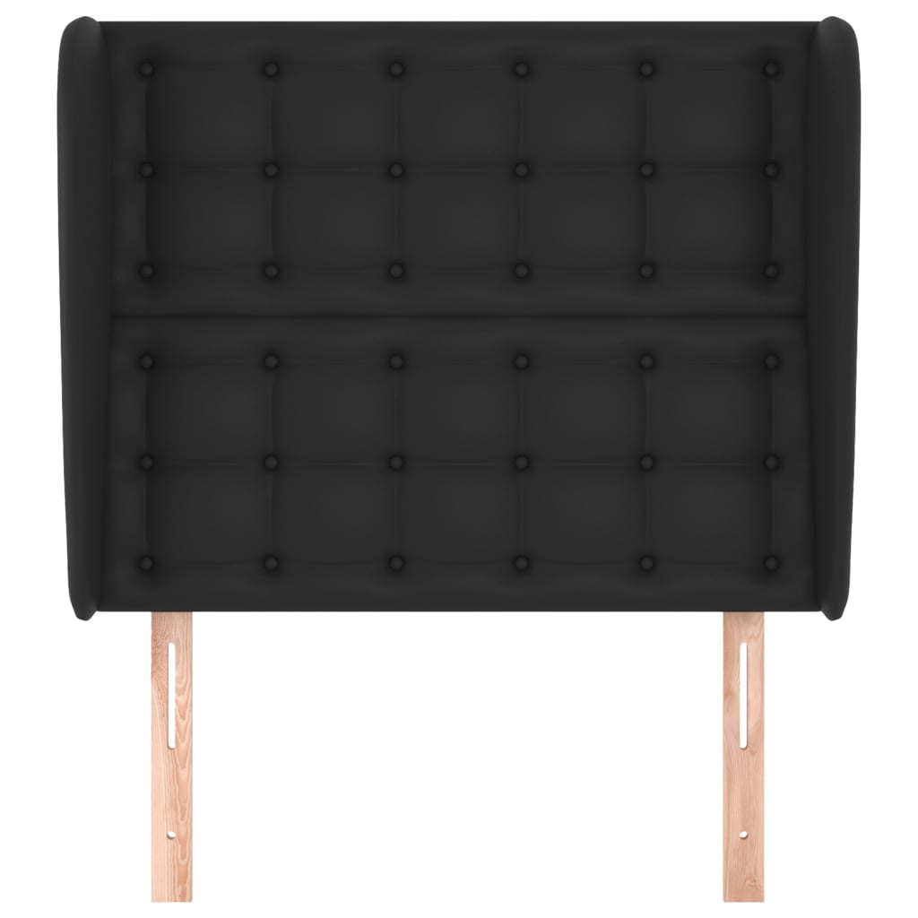 Uzglavlje s ušima crno 83 x 23 x 118/128 cm od umjetne kože