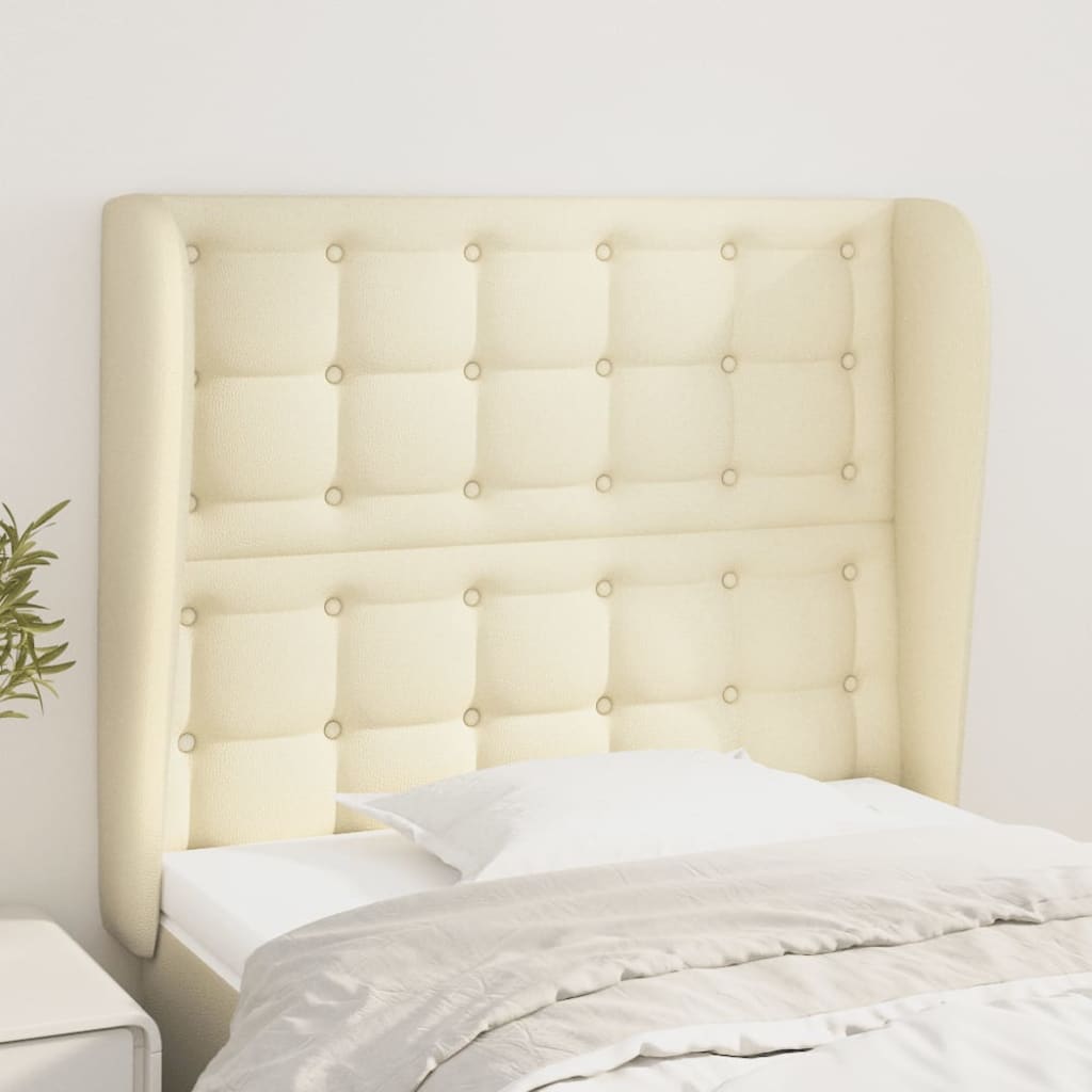 Uzglavlje s ušima krem 83 x 23 x 118/128 cm od umjetne kože